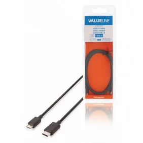 Cable USB 2.0 C Macho - Micro B de 1,00 m en Color Negro