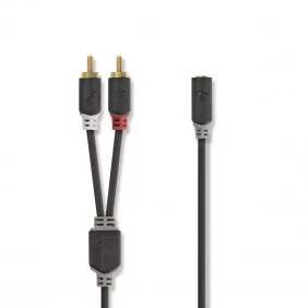Cable de Audio Estéreo | 2x RCA Macho - Hembra 3,5 mm 0,2 m Antracita Adaptador