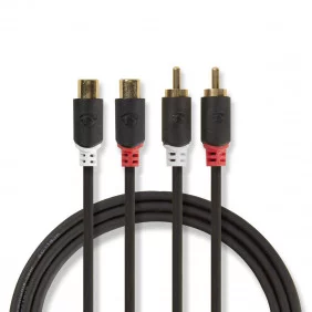 Cable de Audio Estéreo | 2x RCA Macho - Hembra 2,0 m Antracita