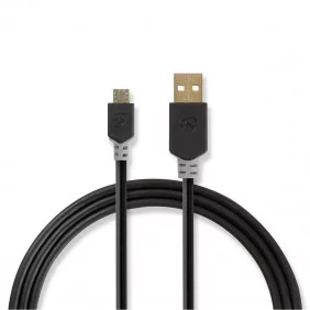 Cable USB 2.0 de USB-A macho a USB Micro-B Macho Chapado en oro de 2.00 m en bolsa