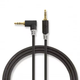 Cable de Audio Estéreo jack Macho 3,5 mm en Ángulo de 1,0 m color Antracita en Bolsa de polipropileno