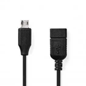 Cable Adaptador USB 2.0 | Micro B Macho - A Hembra 0,2 m Negro Cables