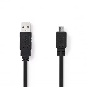 Cable Plano USB 2.0 | A Macho - Micro B 1,0 m Negro
