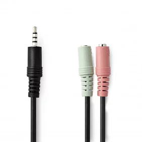 Cable de Audio Auriculares | Macho 3,5 mm - 2x Hembra 0,2 m Negro