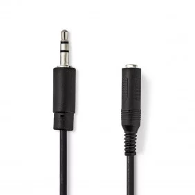 Cable de Audio Estéreo jack Macho 3,5 mm a Hembra 6,35mm de 0,2 m color Negro en Bolsa de polipropileno