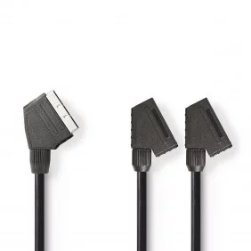 Cable Scart | Macho - 2x Hembra 0,2 m Negro