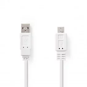 Cable Plano USB 2.0 | A Macho - Micro B 1,0 m Blanco