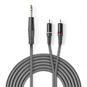 Cable de Audio Estéreo | 6,35 mm Macho - 2x RCA 1,5 m Gris Adaptador