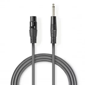 Cable de Audio XLR Descompensado | 3 Pines Hembra - 6,35 mm Macho 1,5 m Gris Cables
