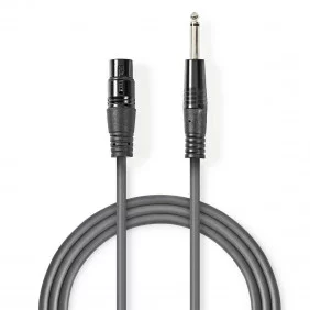 Cable de Audio XLR Descompensado | 3 Pines Hembra - 6,35 mm Macho 10 m Gris