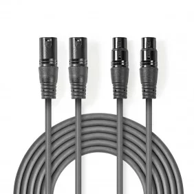Cable de Audio XLR Compensado | 2x 3 Pines Macho - Hembra 5,0 m Gris
