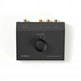 Conmutador de Audio Analógico | 3x (2x RCA Hembra) a 2x Hembra Negro