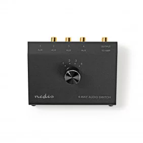 Conmutador de Audio Analógico | Hembra 3,5 mm + 3x (2x RCA Hembra) a 2x Negro