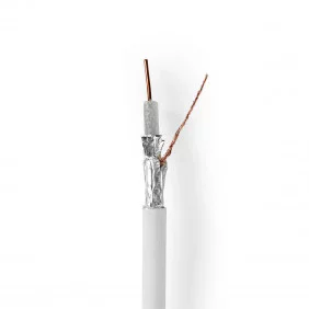 Cable Coaxial | 4G / LTE Seguro 75 Ohm Triple Blindado Eca 100.0 m Redondo PVC Blanco Carrete Antena