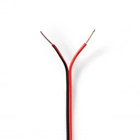 Cable de Altavoz | 2x 0.50 mm² CCA 100.0 m Redondo PVC Negro / Rojo Brida Audio