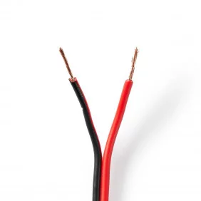 Cable de Altavoz | 2x 0.75 mm² CCA 15.0 m Redondo PVC Negro / Rojo Brida
