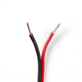 Cable de Altavoz | 2x 1.50 mm² CCA 100.0 m Redondo PVC Negro / Rojo Brida Audio