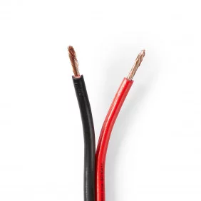Cable de Altavoz | 2x 2.50 mm² CCA 15.0 m Redondo PVC Negro / Rojo Brida