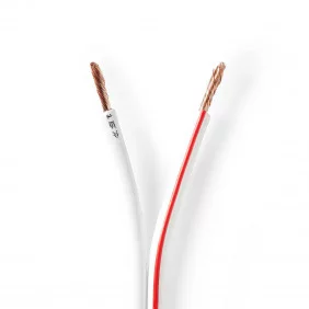 Cable de Altavoz | 2x 2.50 mm² CCA 100.0 m Redondo PVC Blanco Brida