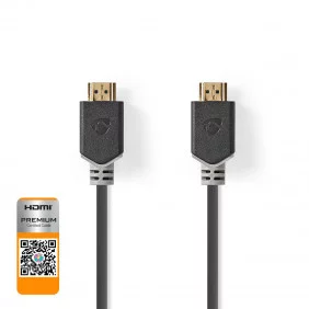 Premium Cable Hdmi 2.0 | Conector Hdmi? 4K@60hz 18 Gbps 1.00 m Redondo PVC Antracita Bolsa Polybag