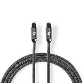 Cable de Audio Óptico | Toslink Male 1.00 m Redondo Tela Algodón Gris Gunmetal / Caja Ventana