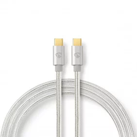 Cable USB | 2.0 Type-c ? Macho 480 Mbps 100 W Chapado en oro 1.00 m Redondo Nylon / Trenzado Plata Caja de Ventana