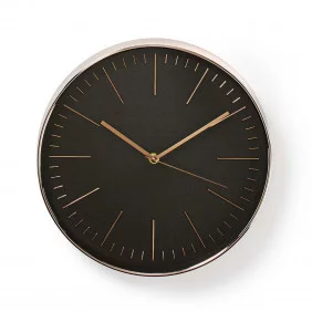 Reloj de Pared Circular | 30 cm Diámetro Negro y Rosa Dorado Hogar Oficina