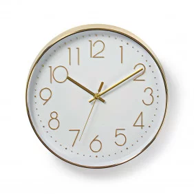 Reloj de Pared Circular | 30 cm Diámetro Números Fáciles Leer Dorado