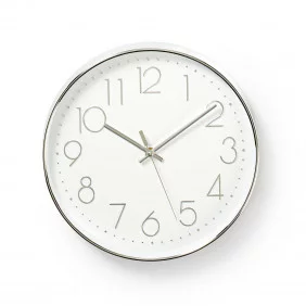 Reloj de Pared Circular | 30 cm Diámetro Blanco y Plata Hogar Oficina