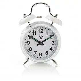 Reloj Despertador de Sobremesa Analógico | Metal Blanco