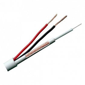 Cable Combinado - Micro Rg59 + Alimentación Rollo de 100 Metros Cubierta Color Blanco Diámetro Exterior 6.8 mm Bajas Pérdidas