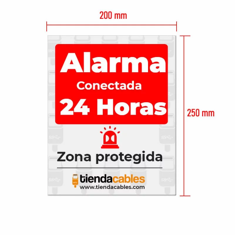 Cartel Alarma Conectada A5 Interior/exterior | Placa Disuasoria PVC  Flexible, Cartel Aviso a Policía, 21x15 cm Rojo…