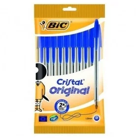Bolígrafos de Tinta Aceite Bic Cristal Original 830863/ 10 Unidades/ Azules