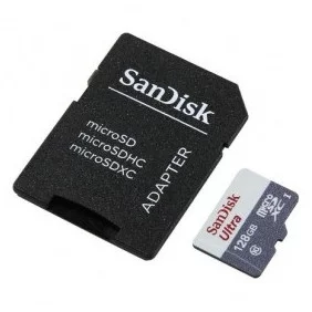 Tarjeta Microsd XC + Adaptador Sandisk Ultra - 128gb Clase 10 80mb/s