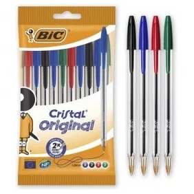 Bolígrafos de Tinta Aceite Bic Cristal Original 830865/ 10 Unidades/ Colores Surtidos