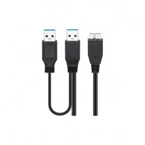 Cable USB 3.0 Dual Power Superspeed, Negro