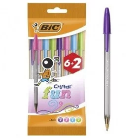 Bolígrafos de Tinta Aceite Bic Cristal Fun 8963811/ 8 Unidades/ Colores Surtidos