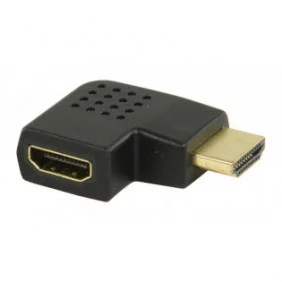 Adaptador HDMI con conector HDMI en ángulo hacia la derecha entrada HDMI en color negro