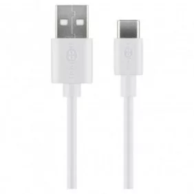 Cable de carga y sincronización USB-C a USB-A macho de 2m Blancos