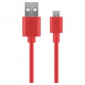 Cable de sincronización y carga micro USB para dispositivos Android de 1m de longitud y color rojo