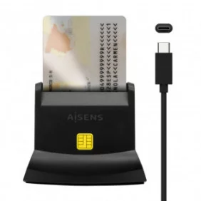 Lector de Tarjeta Inteligente DNI USB-C con lector de tarjetas SIM, SD, Micro SD, MMC, RS-MMC, MMC Micro | Negro