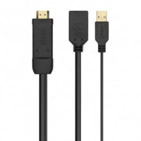 Conversor Activo HDMI 2.0 + USB Alim. a DISPLAYPORT V1.2, HDMI/M-USB/M-DP/H, Negro, 10CM