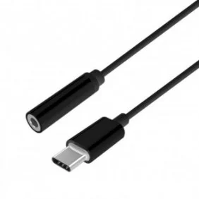 Conversor USB-C a AUDIO estilo Apple | USB-C/M - JACK 3.5/H | 4 pines | 15cm | Negro