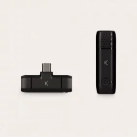 Micrófono inalámbrico para móvil Ksix | USB C | Receptor y micrófono | Hasta 10 h de autonomía | Negro