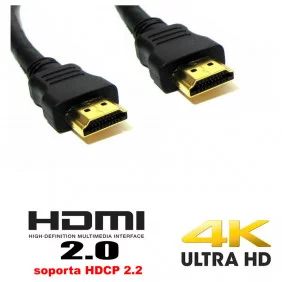 Cable Hdmi Negro Versión 2.0 Ultra HD - Distintas medidas disponibles