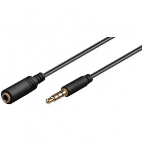 Cable Jack 3.5 Macho a Hembra de 4 Contactos Audio y Video de distintas medidas | Negro