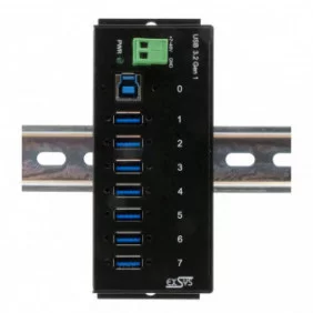 EXSYS - HUB metálico y concentradores USB 3.2 (Gen1) Type-A (carril DIN) con alimentación de 1,5 A para cada puerto 5000 Mbit/s