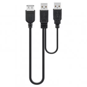 Cable de doble alimentación mini USB 2.0 a Dual-Power USB-A de 30cm