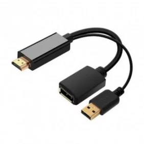 QGEEM - ADAPTADOR CONVERSOR HDMI macho a DisplayPort hembra de 0,12CM con USB Power | 4K x 2K | Negro