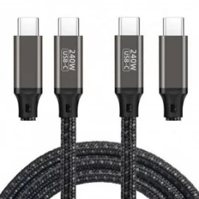 Cable QGEEM - USB-C/M a USB-C/M de 240W PD y 480Mbps de 1,5 metros compatible con MacBook Pro Air Leno o HP Dell y más